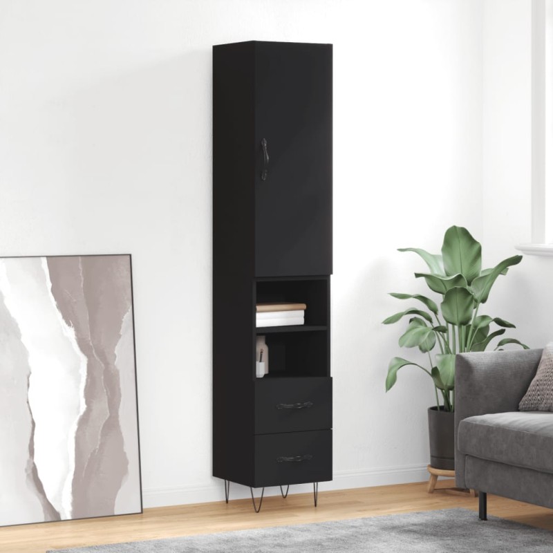 vidaXL Aparador de madera contrachapada negro 34,5x34x180 cm vidaXL Aparador de madera contrachapada negro 34,5x34x180 cm