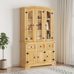 vidaXL Aparador Corona madera maciza pino mexicano 112x43x196 cm