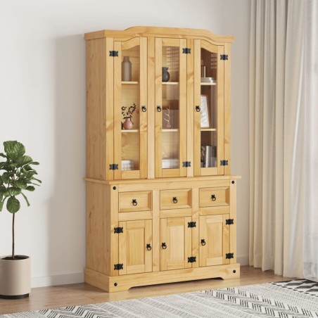 vidaXL Aparador Corona madera maciza pino mexicano 112x43x196 cm