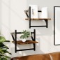 vidaXL Estantes de pared con barras 2 uds roble ahumado 30x25x30 cm vidaXL Estantes de pared con barras 2 uds roble ahumado 30x25x30 cm