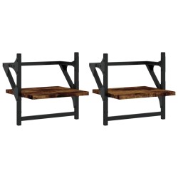 vidaXL Estantes de pared con barras 2 uds roble ahumado 30x25x30 cm