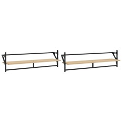 vidaXL Estantes de pared con barras 2 uds roble Sonoma 100x25x30 cm