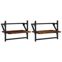 vidaXL Estantes de pared con barras 2 uds roble ahumado 40x25x30 cm