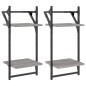 vidaXL Estantes pared 2 niveles barras 2 uds gris Sonoma 30x25x65 cm vidaXL Estantes pared 2 niveles barras 2 uds gris Sonoma 30x25x65 cm