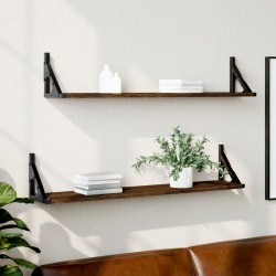 vidaXL Estantes pared 2uds madera ingeniería roble marrón 80x15x15,5cm