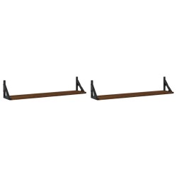 vidaXL Estantes pared 2uds madera ingeniería roble marrón 80x15x15,5cm