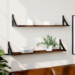 vidaXL Estante pared 2uds madera ingeniería roble ahumado 80x15x15,5cm