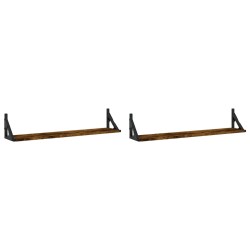 vidaXL Estante pared 2uds madera ingeniería roble ahumado 80x15x15,5cm