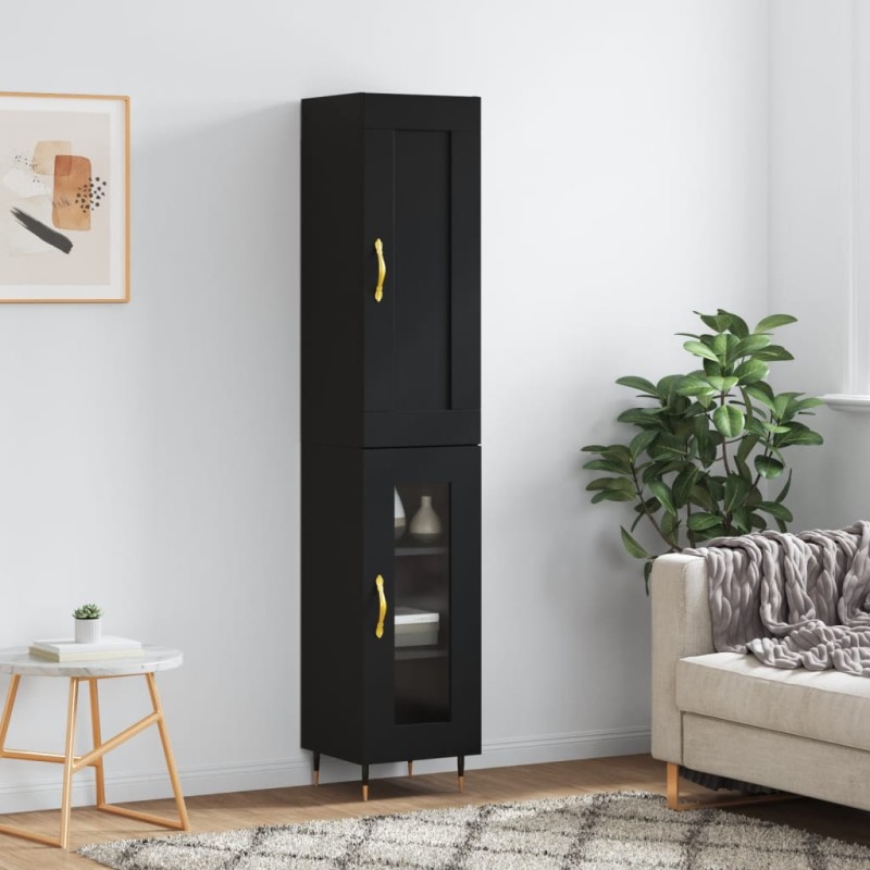 vidaXL Aparador de madera contrachapada negro 34,5x34x180 cm vidaXL Aparador de madera contrachapada negro 34,5x34x180 cm
