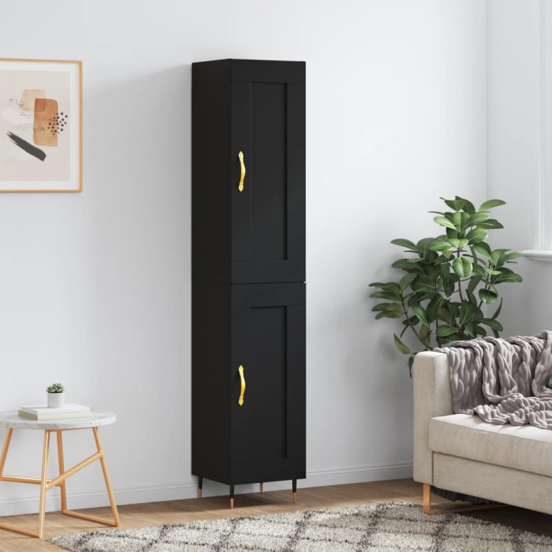 vidaXL Aparador de madera contrachapada negro 34,5x34x180 cm vidaXL Aparador de madera contrachapada negro 34,5x34x180 cm