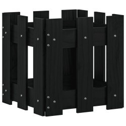 vidaXL Jardinera diseño de valla madera maciza pino negra 30x30x30 cm