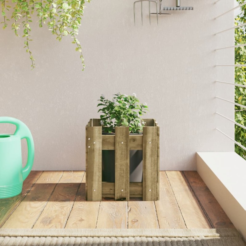 vidaXL Jardinera diseño de valla madera de pino impregnada 30x30x30 cm vidaXL Jardinera diseño de valla madera de pino impregnada 30x30x30 cm
