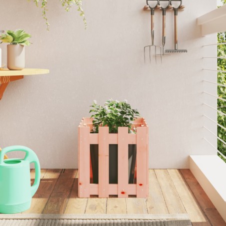 vidaXL Jardinera con diseño de valla madera maciza Douglas 40x40x40 cm