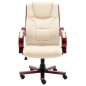 vidaXL Silla de oficina de cuero auténtico color crema vidaXL Silla de oficina de cuero auténtico color crema