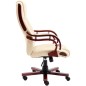 vidaXL Silla de oficina de cuero auténtico color crema vidaXL Silla de oficina de cuero auténtico color crema