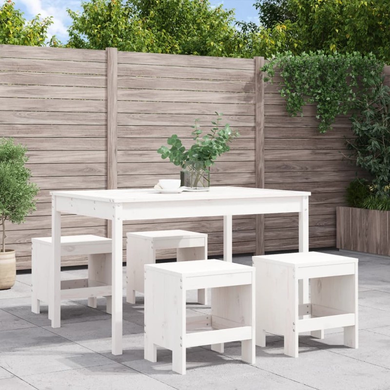 vidaXL Juego de comedor de jardín 5 piezas madera maciza pino blanco vidaXL Juego de comedor de jardín 5 piezas madera maciza pino blanco