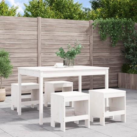 vidaXL Juego de comedor de jardín 5 piezas madera maciza pino blanco