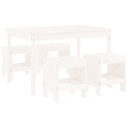 vidaXL Juego de comedor de jardín 5 piezas madera maciza pino blanco