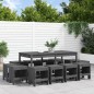 vidaXL Juego de comedor de jardín 13 piezas madera maciza pino gris vidaXL Juego de comedor de jardín 13 piezas madera maciza pino gris
