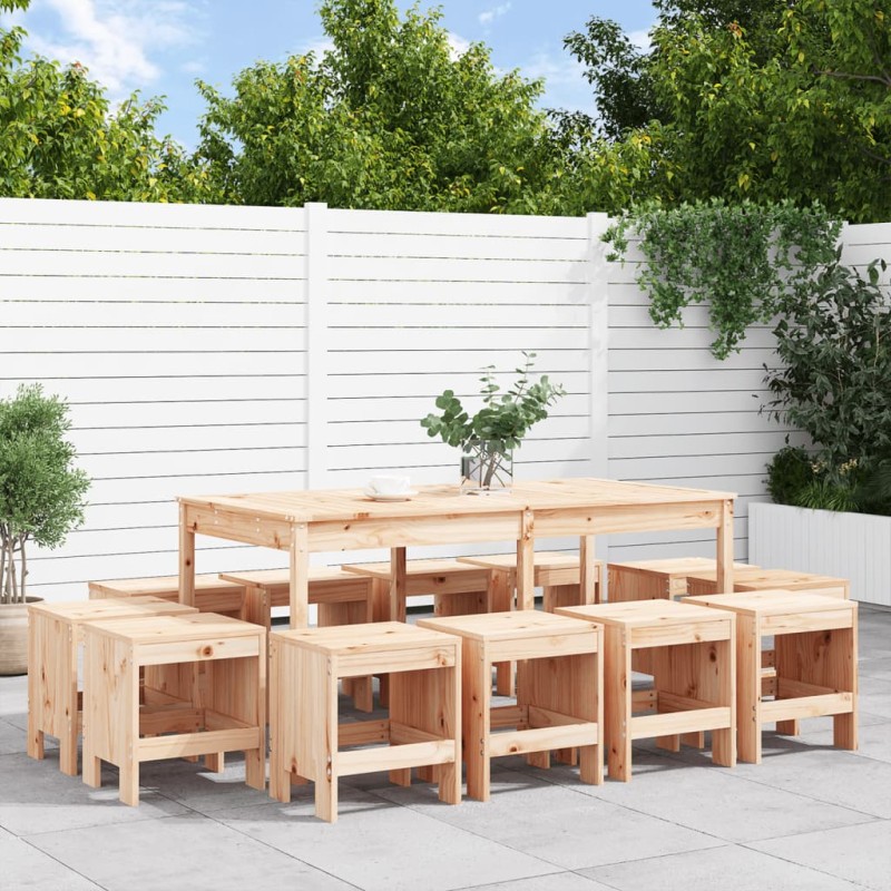 vidaXL Juego de muebles de jardín 13 piezas madera maciza de pino vidaXL Juego de muebles de jardín 13 piezas madera maciza de pino