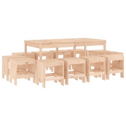 vidaXL Juego de muebles de jardín 13 piezas madera maciza de pino