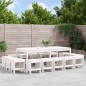 vidaXL Juego de comedor de jardín 17 piezas madera maciza pino blanco vidaXL Juego de comedor de jardín 17 piezas madera maciza pino blanco