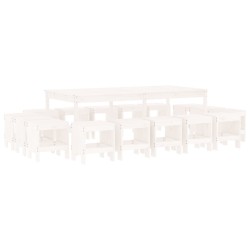 vidaXL Juego de comedor de jardín 17 piezas madera maciza pino blanco