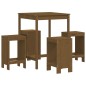 vidaXL Mesa y taburetes altos de jardín 5 pzas madera pino marrón miel vidaXL Mesa y taburetes altos de jardín 5 pzas madera pino marrón miel