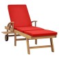 vidaXL Tumbona con cojín madera maciza de teca rojo vidaXL Tumbona con cojín madera maciza de teca rojo