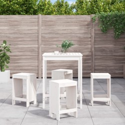 vidaXL Set de mesa y taburetes altos jardín 5 pzas madera pino blanco