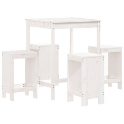 vidaXL Set de mesa y taburetes altos jardín 5 pzas madera pino blanco