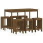 vidaXL Mesa y taburetes altos de jardín 7 pzas madera pino marrón miel vidaXL Mesa y taburetes altos de jardín 7 pzas madera pino marrón miel