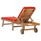 vidaXL Tumbona con cojín madera maciza de teca rojo vidaXL Tumbona con cojín madera maciza de teca rojo