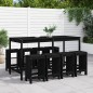 vidaXL Mesa y taburetes altos jardín 9 pzas madera maciza pino negro vidaXL Mesa y taburetes altos jardín 9 pzas madera maciza pino negro