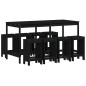 vidaXL Mesa y taburetes altos jardín 9 pzas madera maciza pino negro vidaXL Mesa y taburetes altos jardín 9 pzas madera maciza pino negro