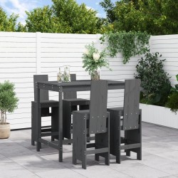 vidaXL Set de mesa y taburetes altos jardín 5 piezas madera pino gris