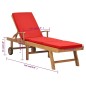 vidaXL Tumbona con cojín madera maciza de teca rojo vidaXL Tumbona con cojín madera maciza de teca rojo