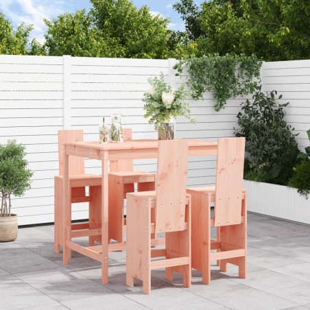 vidaXL Mesa alta y taburetes de jardín 5 piezas madera maciza Douglas