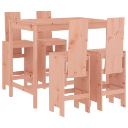 vidaXL Mesa alta y taburetes de jardín 5 piezas madera maciza Douglas