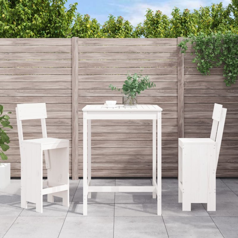 vidaXL Set de mesa y taburetes altos jardín 3 pzas madera pino blanco vidaXL Set de mesa y taburetes altos jardín 3 pzas madera pino blanco