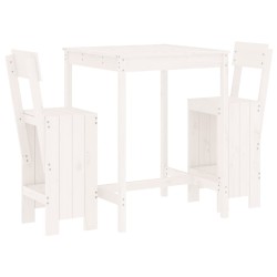 vidaXL Set de mesa y taburetes altos jardín 3 pzas madera pino blanco