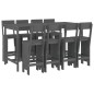 vidaXL Mesa y taburetes altos jardín 9 pzas madera maciza de pino gris vidaXL Mesa y taburetes altos jardín 9 pzas madera maciza de pino gris