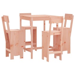 vidaXL Mesa alta y taburetes de jardín 5 piezas madera maciza Douglas