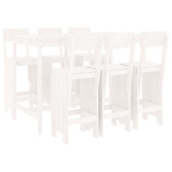 vidaXL Set de mesa y taburetes altos jardín 7 pzas madera pino blanco 