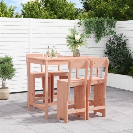 vidaXL Mesa alta y taburetes de jardín 5 piezas madera maciza Douglas