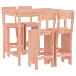 vidaXL Mesa alta y taburetes de jardín 5 piezas madera maciza Douglas