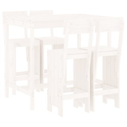 vidaXL Set de mesa y taburetes altos jardín 5 pzas madera pino blanco