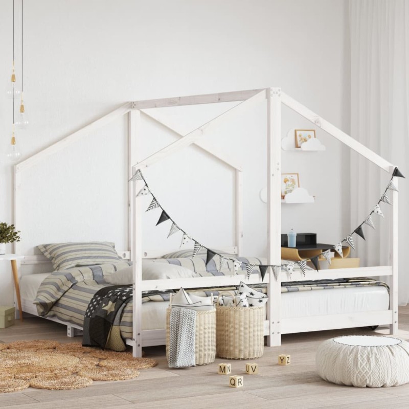 vidaXL Estructura de cama para niños madera pino blanco 2x(90x190) cm vidaXL Estructura de cama para niños madera pino blanco 2x(90x190) cm