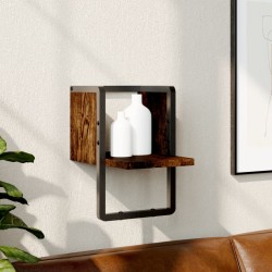 vidaXL Estantes de pared con barra roble ahumado 20x25x30 cm