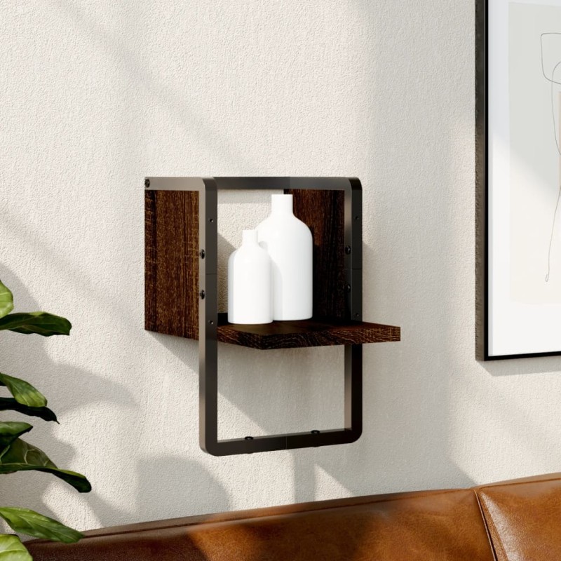 vidaXL Estante de pared con barra marrón roble 20x25x30 cm vidaXL Estante de pared con barra marrón roble 20x25x30 cm
